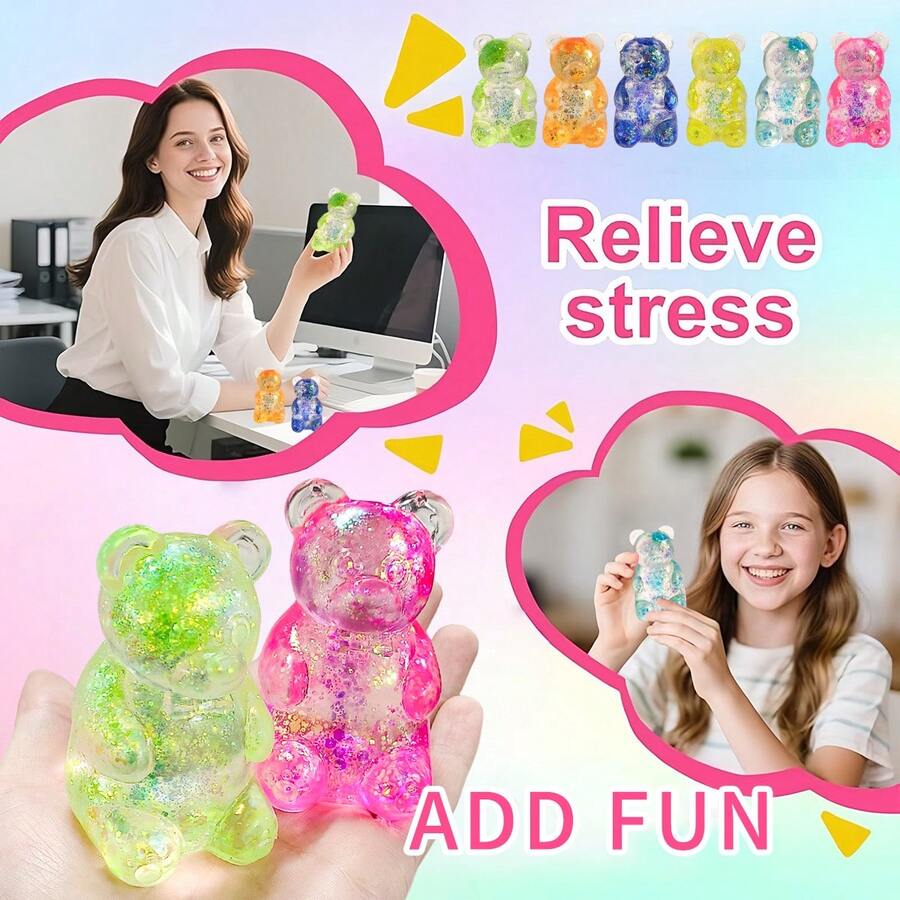Cute Bear Squeeze Stress Relief Ball – Sensory Fidget Toy for Kids