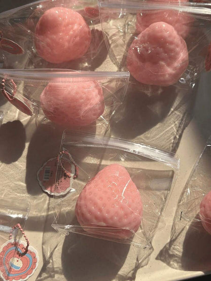 Soft Silicone Strawberry Cream Squeeze Toy – Stress Relief Fidget Ball