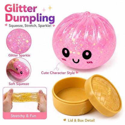 TPR Glitter Dough Bun Squeeze Toys – Slow Rebound Stress Relief Party Favors